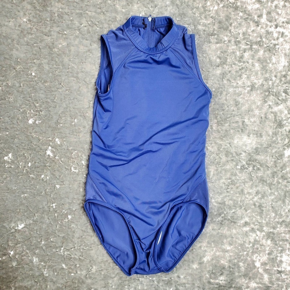 Balera Dance Blue One-Piece Leotard Sheer Shoulder Size: M